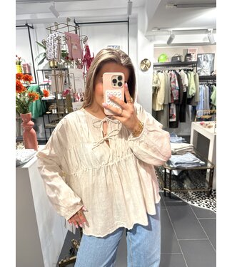 Blouse Boho Strikjes Beige