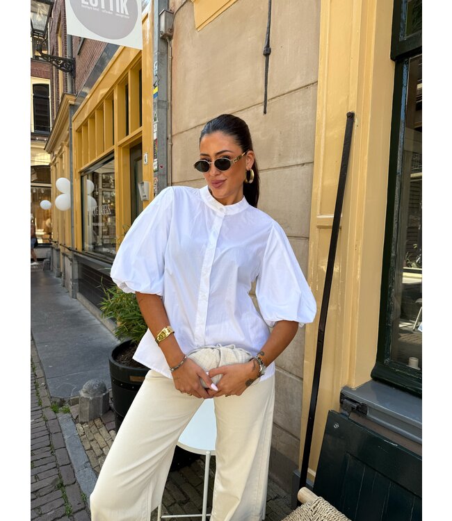 Ballon Blouse Short White