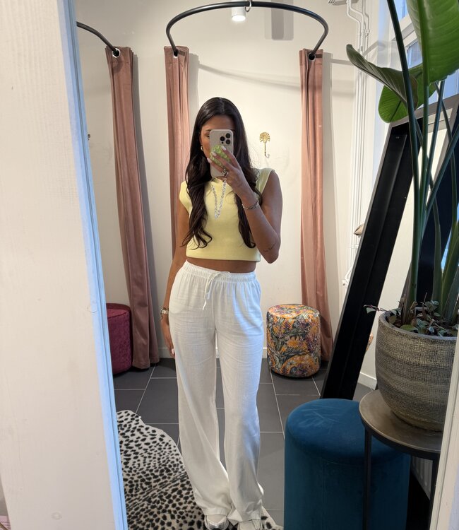 Extra Tall Linnen Broek Lou White Creme