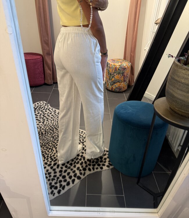 Extra Tall Linnen Broek Lou White Creme