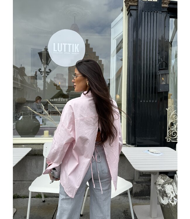 Oversized Blouse Open Back Pink