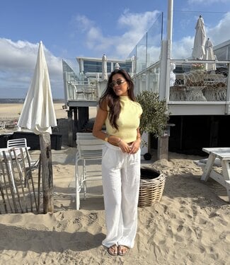 Extra Tall Linnen Broek Lou White Creme