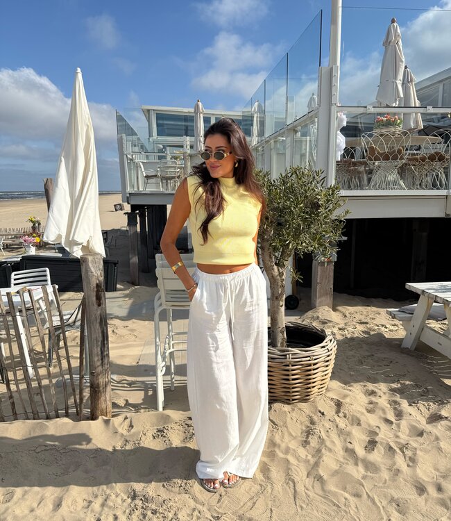 Extra Tall Linnen Broek Lou White Creme