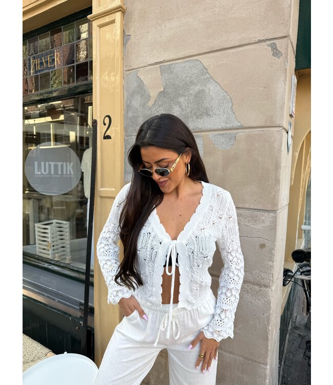 Vest Strikjes Gehaakt White