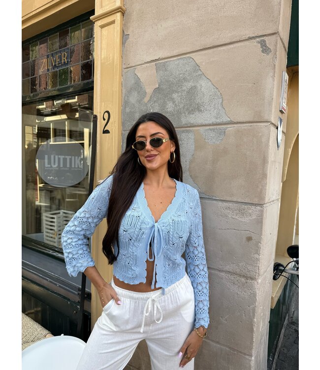 Vest Strikjes Gehaakt Light Blue