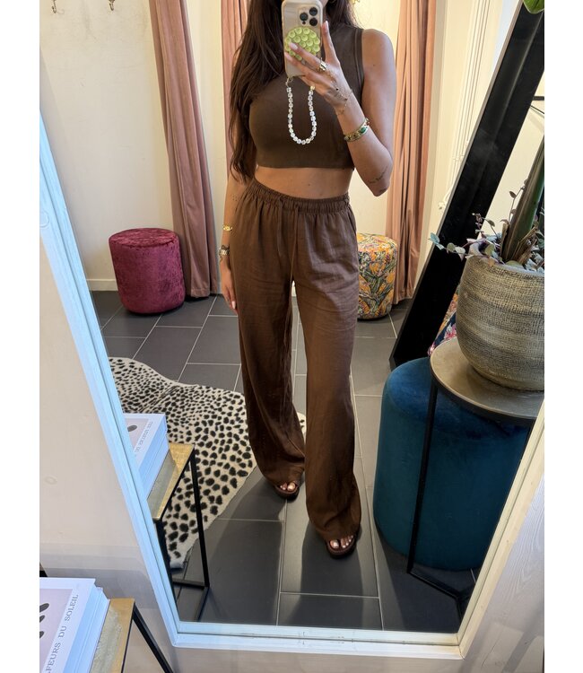Extra Tall Linnen Broek Lou Brown