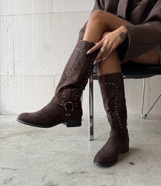 Biker Boots Studs Brown