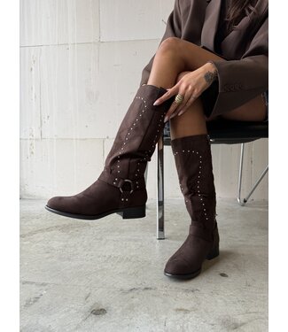 Biker Boots Studs Brown