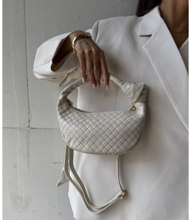 Bag Braided Leather Creme