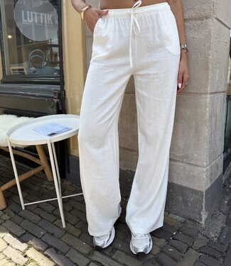 Linnen Broek Lou White Creme Regular