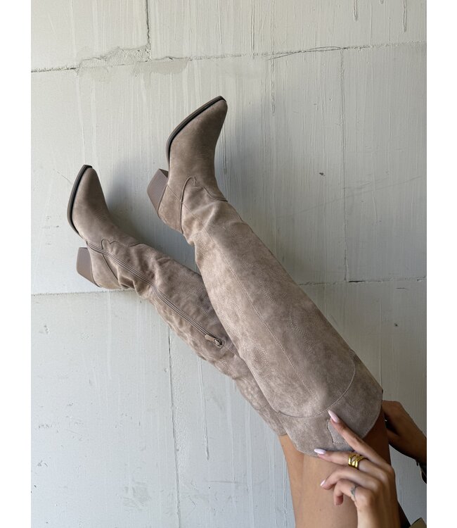 The Knee High Cowboy Boot Beige