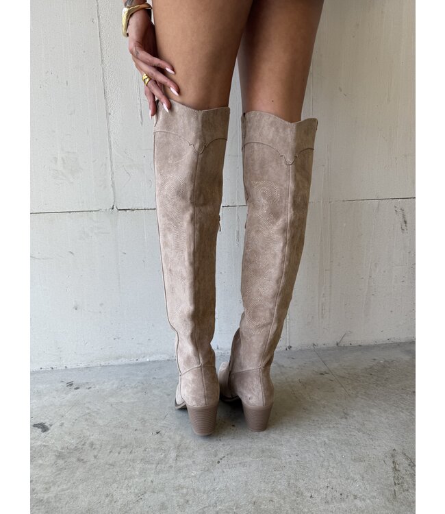 The Knee High Cowboy Boot Beige