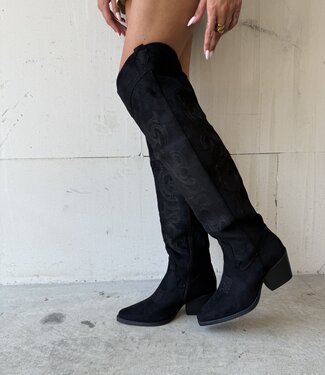 The Knee High Cowboy Boot Black