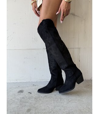 The Knee High Cowboy Boot Black