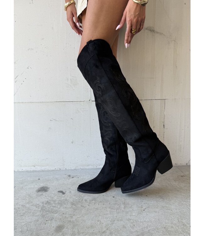 The Knee High Cowboy Boot Black