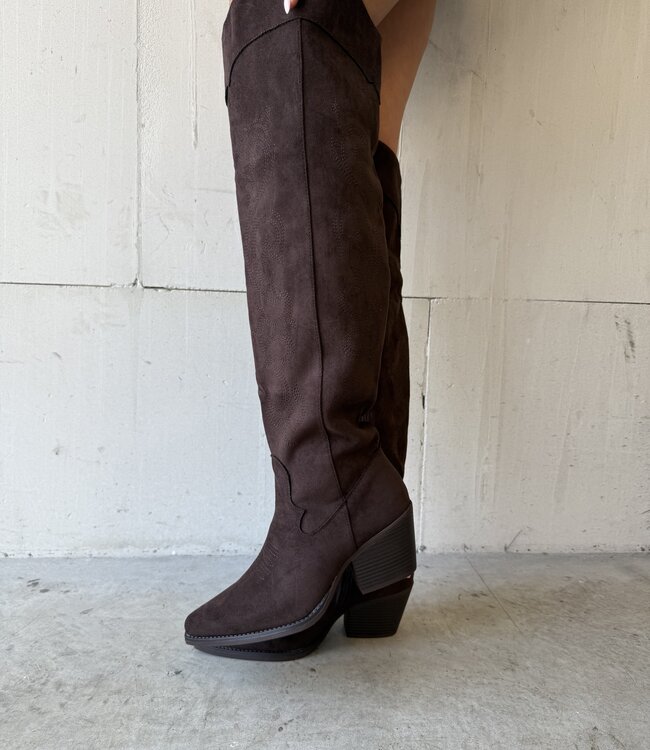 The Knee High Cowboy Boot Brown