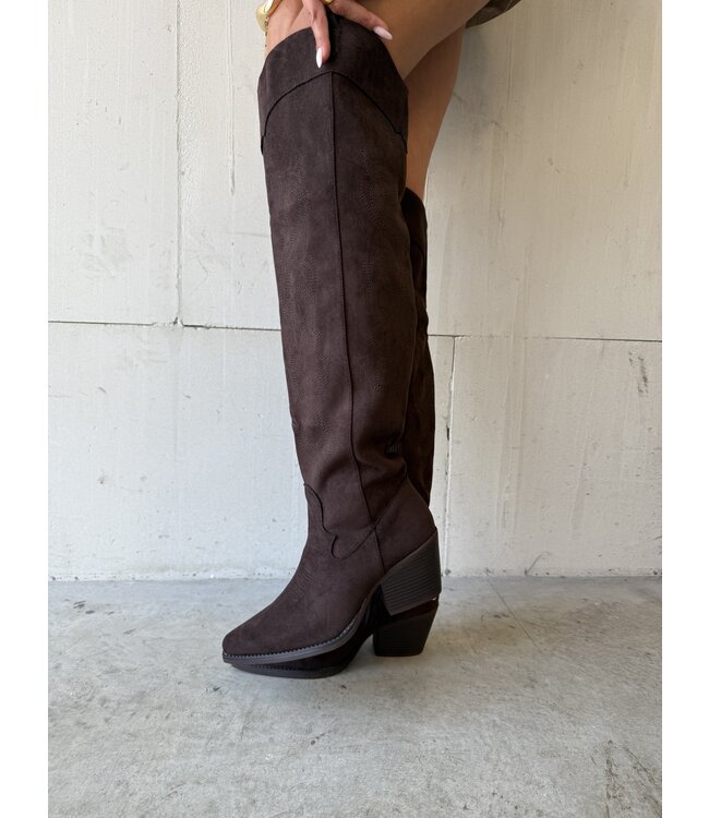 The Knee High Cowboy Boot Brown