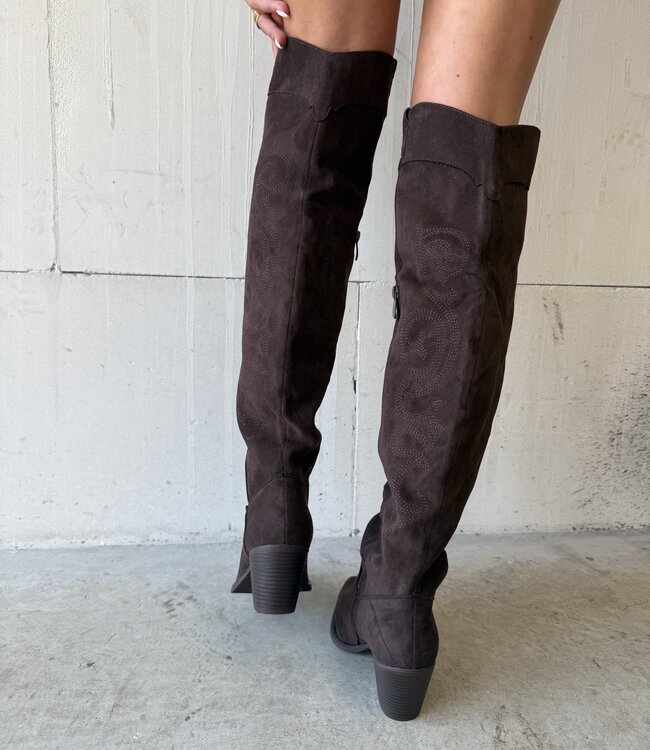 The Knee High Cowboy Boot Brown