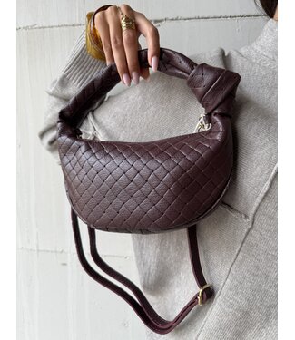 Bag Leather Gevlochten Burgundy