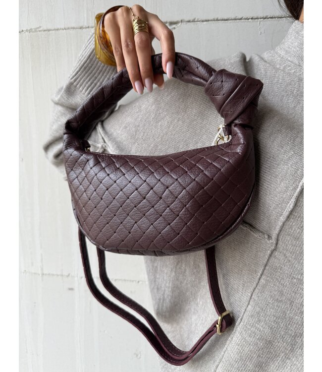 Bag Leather Gevlochten Burgundy