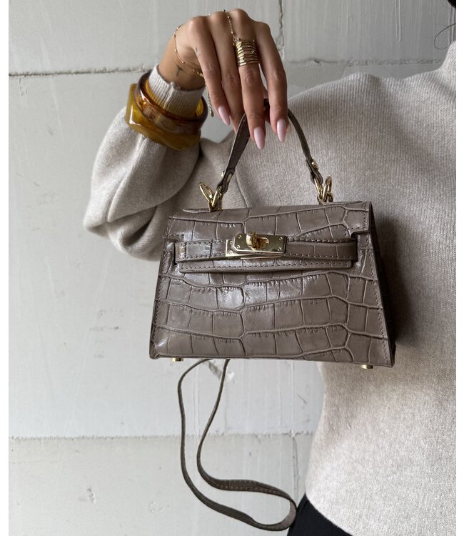 Bag Grace Croco Taupe Leather
