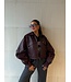 Oversized Riv Leather Jacket Burgundy