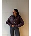Oversized Riv Leather Jacket Burgundy