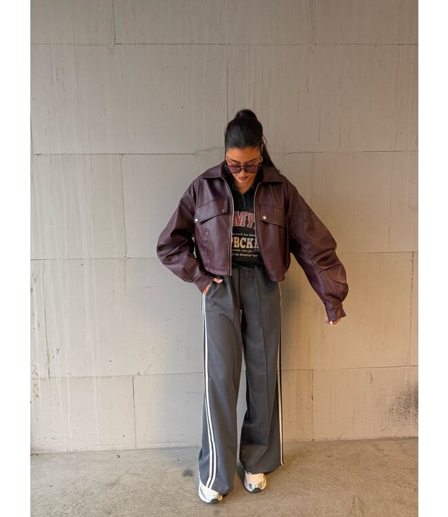 Oversized Riv Leather Jacket Burgundy