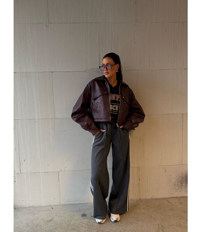 Oversized Riv Leather Jacket Burgundy