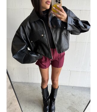 Oversized Riv Fake Leather Jacket