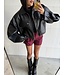 Oversized Riv Fake Leather Jacket