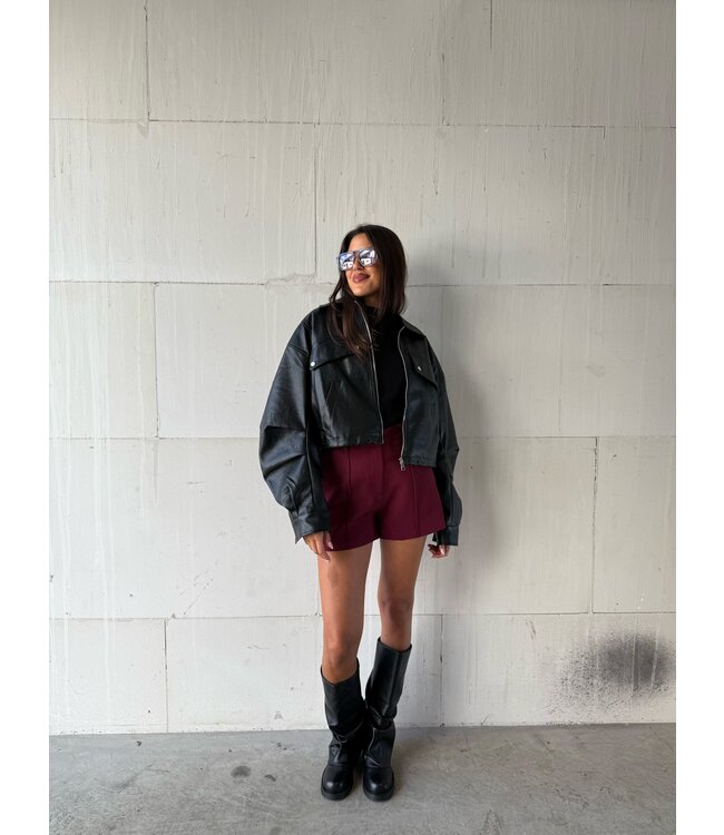 Oversized Riv Fake Leather Jacket