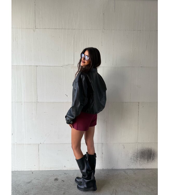 Oversized Riv Fake Leather Jacket