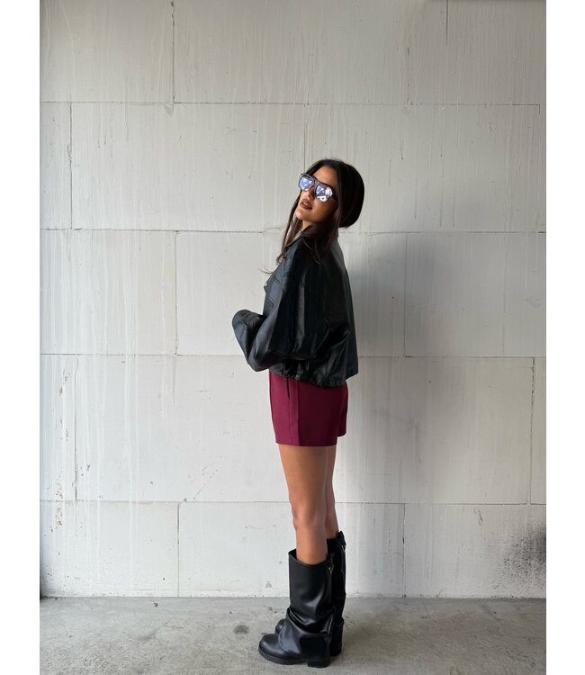 Oversized Riv Fake Leather Jacket