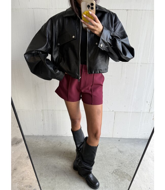 Oversized Riv Fake Leather Jacket