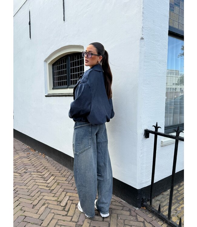 Suede Jacket Navy Blue