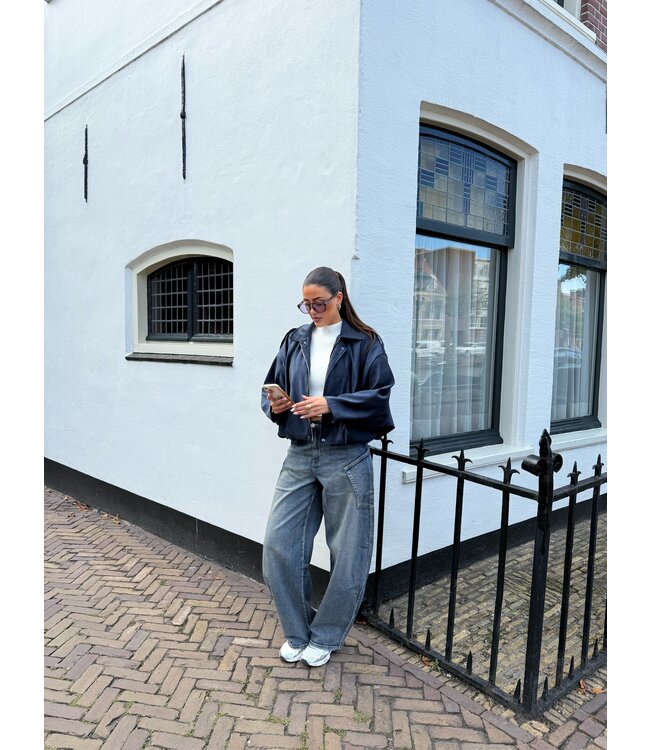 Suede Jacket Navy Blue