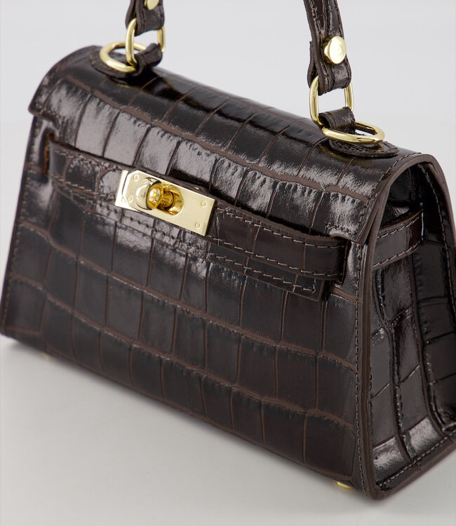 Bag Grace Croco Dark Brown Leather
