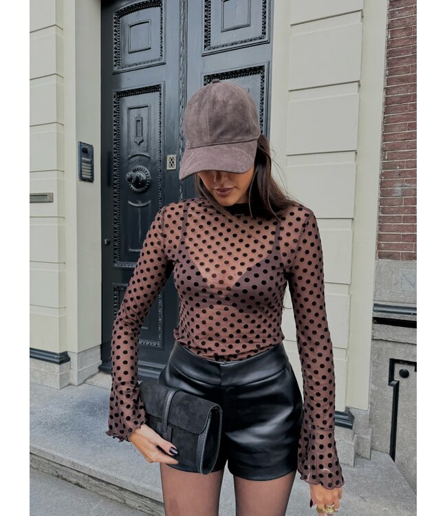 Mesh Top Dotted Brown