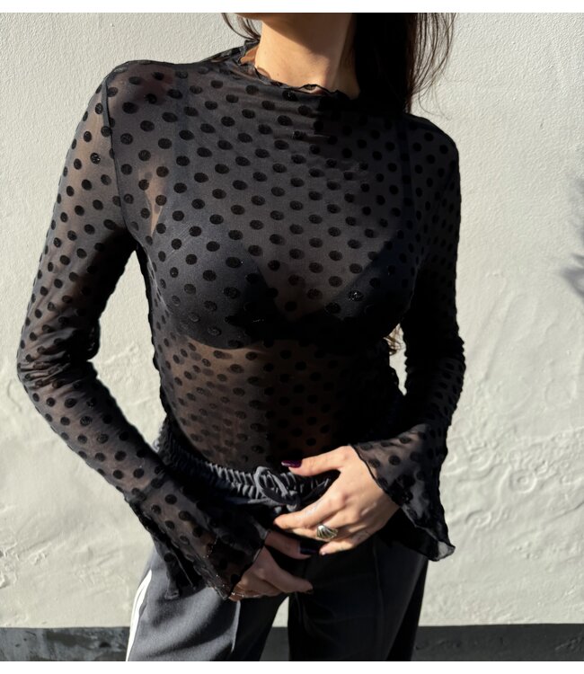 Mesh Top Dotted Black