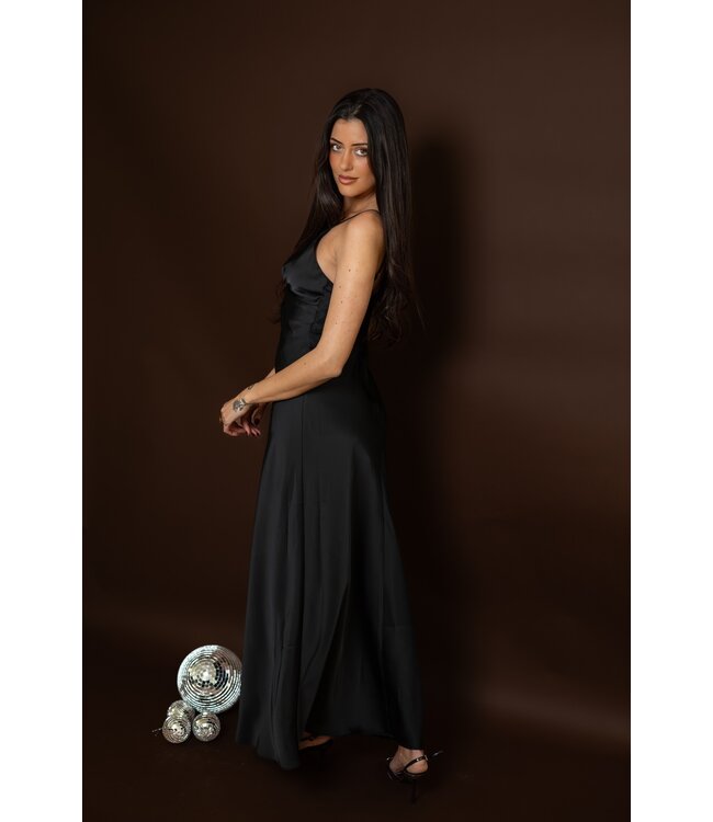The Midnight Satin Dress Black