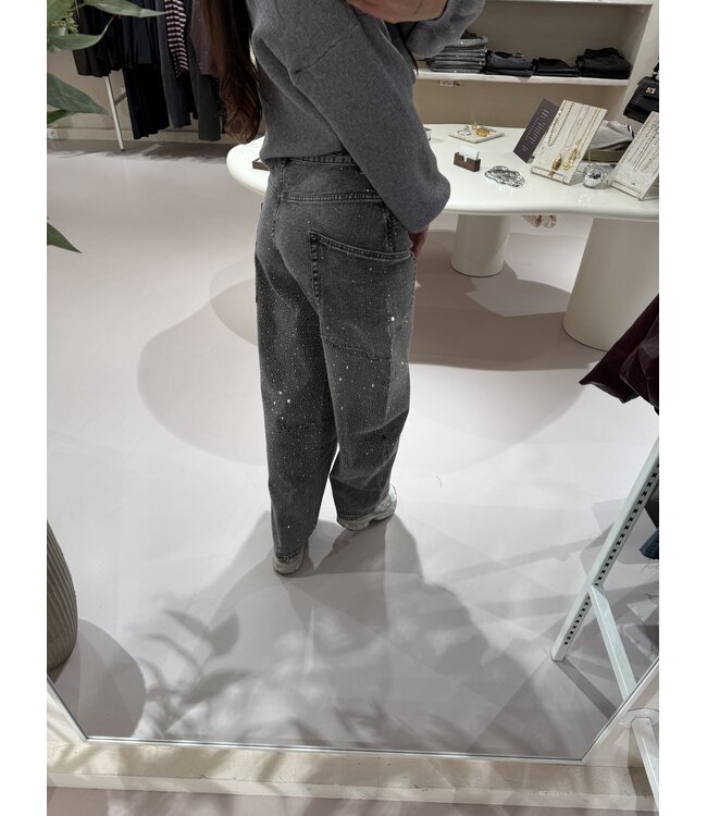 Balloon Jeans Strass Stretch Grey