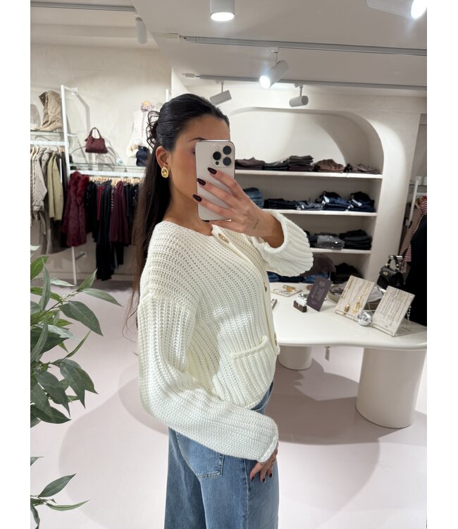 Kabel Knit Vest Off White