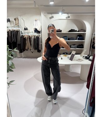 Balloon Jeans Strass Stretch Dark Grey