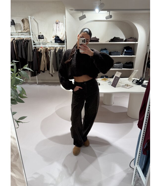 Balloon Jeans Strass Stretch Brown