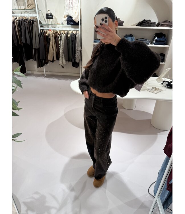 Balloon Jeans Strass Stretch Brown