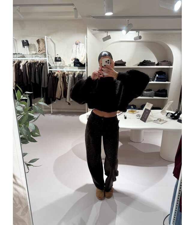 Balloon Jeans Strass Stretch Brown