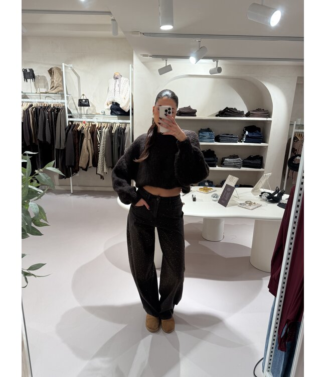 Balloon Jeans Strass Stretch Brown