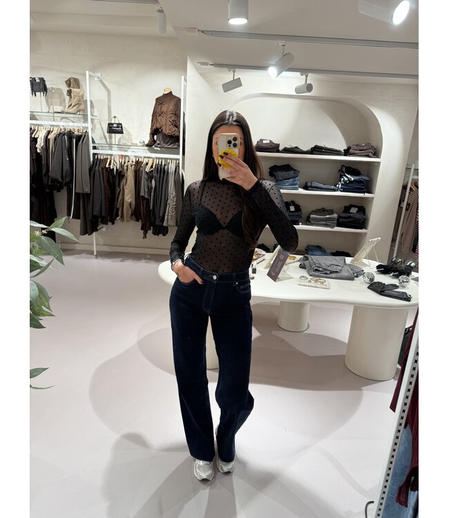 Dotted Mesh Top Black