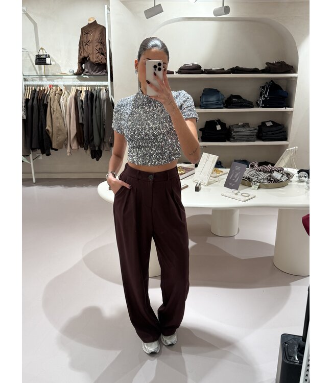 Berry Wide Leg Trousers